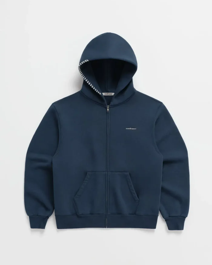 Navy Madhappy Classic Fleece Zip Up Hoodie