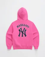 Pink Madhappy Yankees Embroidered Fleece Hoodie