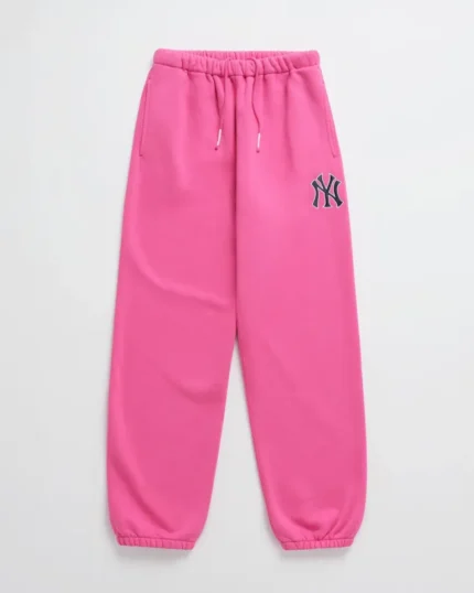 Pink Madhappy Yankees Embroidered Fleece Sweatpants